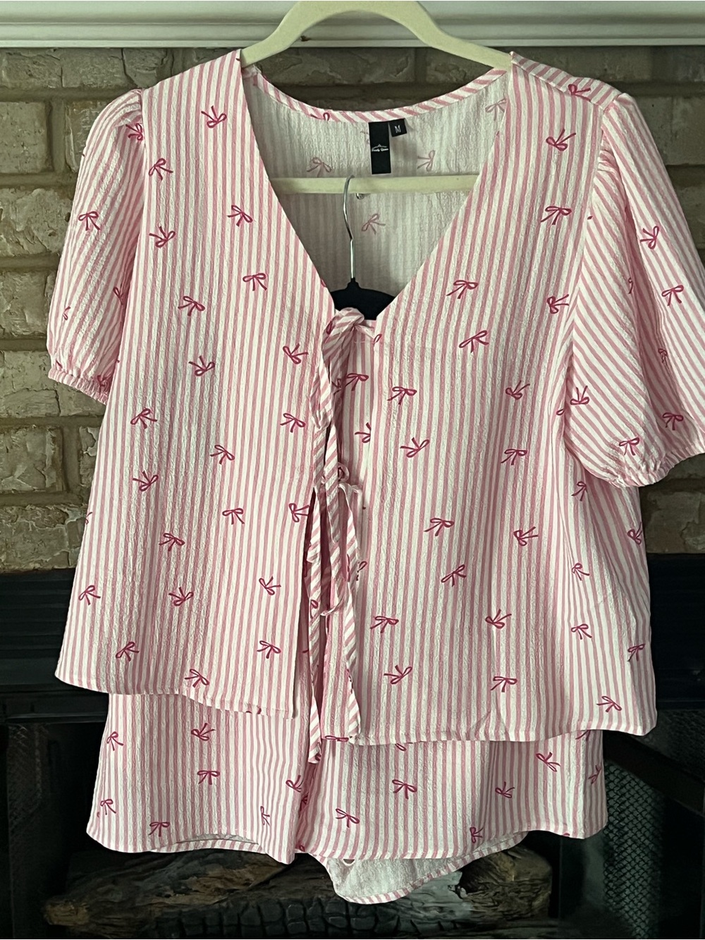 Pink & White Striped Tie-Front Two-Piece Set size med never worn